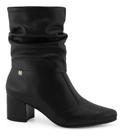 Bota Ramarim Feminina Couro Legítimo Enrugada Slouchy Bico Fino Salto Bloco Conforto Original