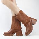 Bota Salto Bloco Cano Médio Meia