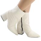 Bota salto grosso branco croco com duas opçoes de uso sapato feminino er112