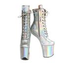 Bota SCI-FI Prata Holográfica GHOST HEEL (Sem Salto) para Pole Dance Cor:Preto e brancoTamanho:BRA 35-36 (EUR 37)