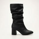 Bota Slouchy Beira Rio Salto Bloco Napa Preta