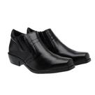 Bota Social Casual Masculina Cano Curto Lisa Zíper Salto Quadrado
