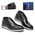 Bota Social Casual Oxford Derby + Carteira e Cinto