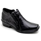 Bota Social em Couro Masculino Cano Curto Zíper Bico Quadrado Elegante Confortável