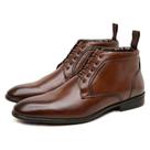 Bota Social Masculina em Couro Bico Redondo Amarração Estilo