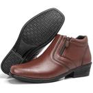 Bota Social Masculina Zíper Lateral Bico Quadrado Café