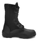 Bota Tática Coturno Zíper Lateral Lona/ Couro Militar Segurança Exército