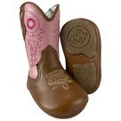 Bota Texana Baby Caminhos da Roça Caramelo E Rosa Couro Legítimo Com zíper - Ref. KB12