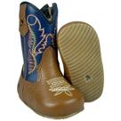 Bota Texana Caminhos Da Roça Couro Floater Whisk Cano Azul Bordado RefKB222