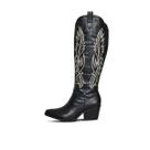 Bota Texana Cano Longo Preta Com Tachas