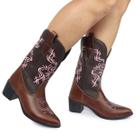Bota Texana Country Feminina Bico Fino Confortável Couro Bota Texana Country Feminina Bico Fino Confortável Couro
