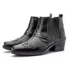 Bota Texana Country Masculina Couro Elastico Lateral Detalhe Aplique Fivela Cavalo Festa do Peao