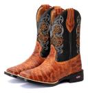 Bota Texana Country Masculina Escamada Bico Quadrado Couro