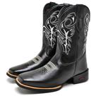 Bota Texana Couro Krn Shoes Com Salto Quadrado Costura Reforçada Sola Borracha