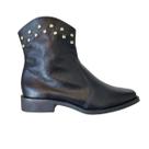 Bota Texana Couro Legítimo Preta Tachas Salto Baixo Cano Médio Bota Texana Couro Legítimo Preta Tachas Salto Baixo Cano Médio