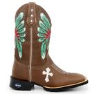 Bota Texana em Couro Country Bico Quadrado Bordada Bota Texana em Couro Country Bico Quadrado Bordada