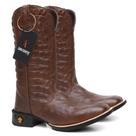 Bota Texana em Couro Estilo Exótico Jacaré Marrom Claro Ref. Jacaré-Marrom-Claro