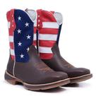 Bota Texana em Couro Sola Jump Bico Quadrado Country Masculina