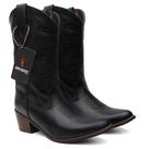 Bota Texana Feminina Bico Fino All Black Em Couro Ref. Fino-All-Black