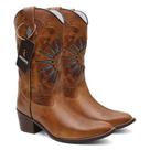 Bota Texana Feminina Bico Fino Sun em Couro Café Ref. Sun