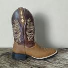 Bota Texana Feminina Couro Legítimo Cano Alto Bordada Agro