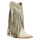 Bota Texana Feminina Franjas Off White Bico Fino Cow Way 35411 Bota Texana Feminina Franjas Off White Bico Fino Cow Way 35411