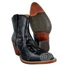 Bota Texana Feminina Goyazes Bico Fino Cano Curto Preto Solado Injetado Couro Café Ref 254501CC