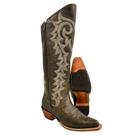 Bota Texana Feminina Goyazes Couro Destroyer Tabaco Com Bordado Creme Bico Fino REF 246804CC