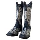 Bota Texana Feminina Goyazes Preta Asa Prata