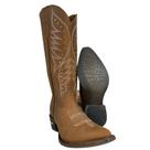 Bota Texana Feminina Jácomo Bico Fino Couro Crazy Amendoa Cano Alto Bordado Cru E Tachinhas Douradas Ref.90221TCQ