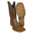 Bota Texana Feminina Jácomo Bico Quadrado Couro Fóssil Bufalino Saar Com Bordado Creme Ref.4841UFA