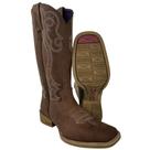 Bota Texana Feminina Jácomo Bico Quadrado Couro Mustang Sella Cano Bordado Cru Ref.1281UFA Sola Clara