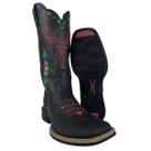 Bota Texana Feminina Jácomo Preto Com Bordado Rosa Ref: 4481/UF
