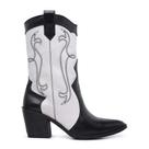 Bota Texana Feminina Prt/Brc Country Bico Fino Tendencia