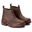 Bota Texana Infantil em Couro Marrom Modelo Chelsea Juvenil-339 Bota Texana Infantil em Couro Marrom Modelo Chelsea Juvenil-339