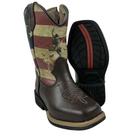 Bota Texana Infantil La Mexicana Couro Floater Café Cano Bandeira USA Com Zíper Sola Rodeio REF 106114P