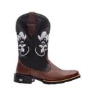 Bota Texana Masculina Bico Quadrado Couro Texas Gold Peão Café