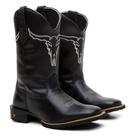 Bota Texana Masculina Country em Couro Cara Preta Ref. Cara-Preta