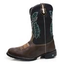 Bota Texana Masculina Country Em Couro Com Bordado De Boi Bico Redondo