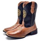 Bota Texana Masculina Couro Bordado Conforto Moderna