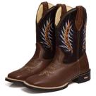 Bota Texana Masculina Couro Cano Alto Bico Quadrado Moderna