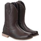 Bota Texana Masculina Couro Cano Alto Lisa Zíper Dia a Dia