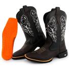 Bota Texana Masculina Couro Country Bico Quadrado Café Delegada