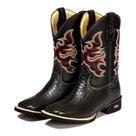Bota Texana Masculina Couro Escamada Cano Alto Bordada Moda