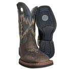 Bota Texana Masculina Durango Marrom Cano Preto Com Bordado Cinza E Laranja