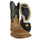 Bota Texana Masculina Jácomo Bico Quadrado Couro Hunter Conhaque Fóssil Oil Preto Cano Bordado Ref40011BTRX