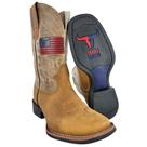 Bota Texana Masculina Texas Rodeo Couro Crazy Mostarda Fóssil Ocre Com Bandeira RefTR648 LQBO