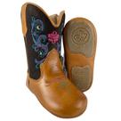 Bota Texana Original Caminhos da Roça Para Bebê Couro Legítimo Marrom Bordado- Ref. KB34