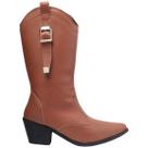 Bota Texana Via Angel Feminina com Fivela Country Bico Fino Cano Alto Moderna Casual