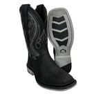 Bota Texana Vimar Boots Bico Quadrado Couro Crazy Horse Preto Com Cano Bordado Sola UTAH002F2 Ref 81360